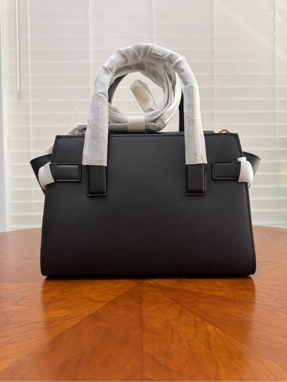 Michael Kors Black Saffiano Mini Satchel with Gold MK Emblem